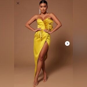 Fashion Nova Yellow Strapless Dress